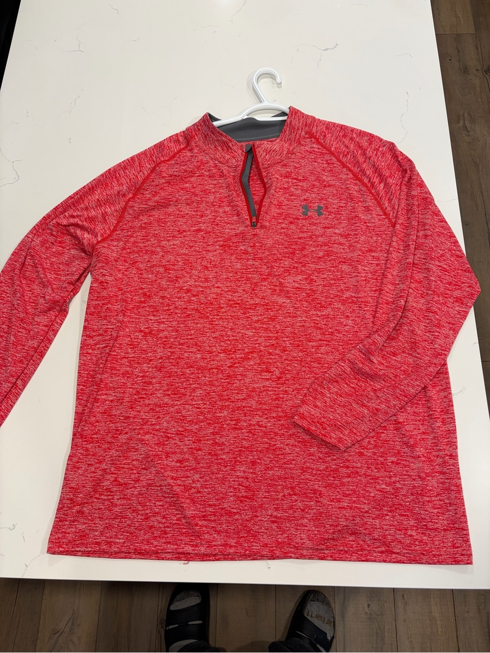 Under Armour Red Heather 1/4 Zip Performance Top